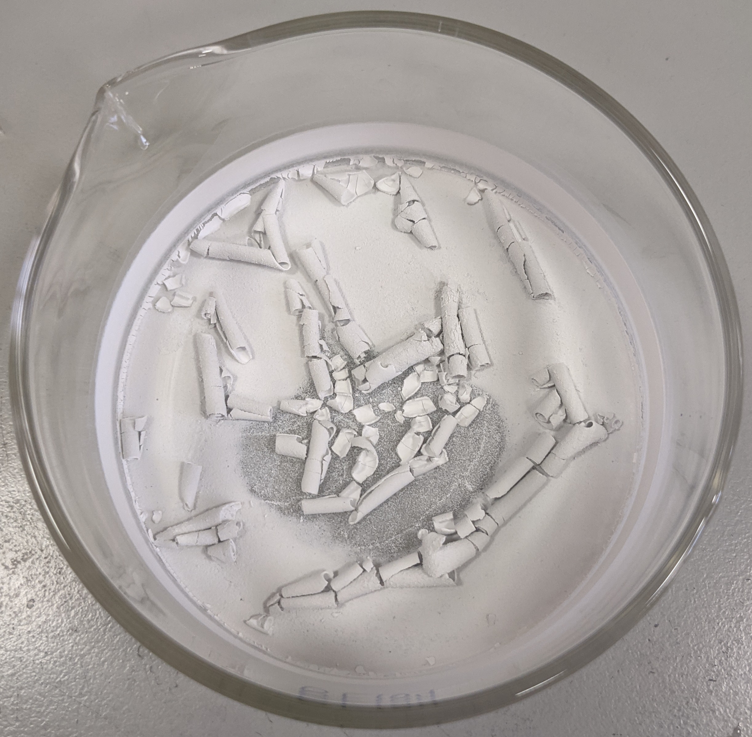 Micron h-BN after ball-milling with melamine in Ar at 600 r.p.m. and after wash&dry