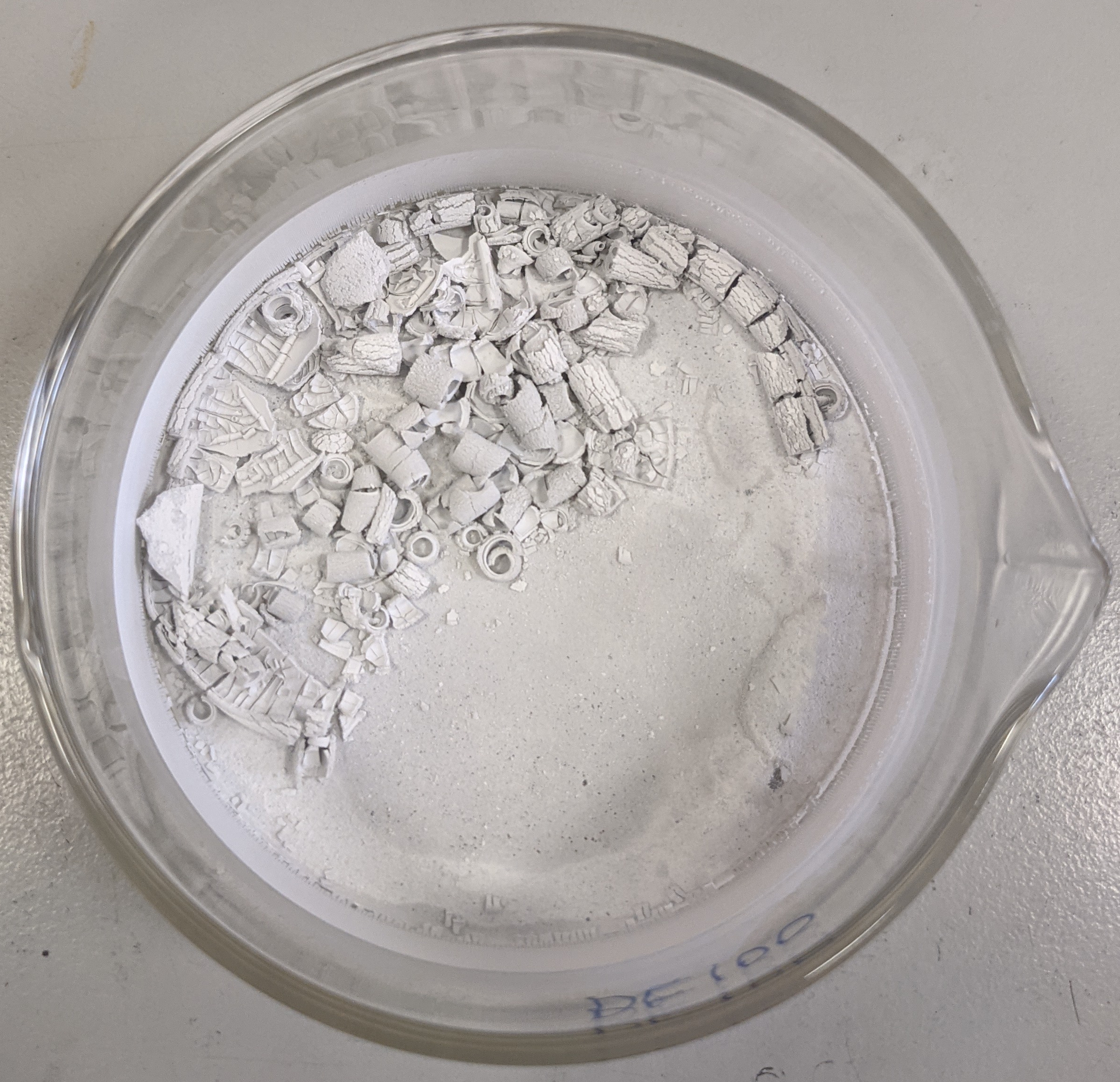 Micron h-BN after ball-milling in Ar at 450 r.p.m. and after wash&dry