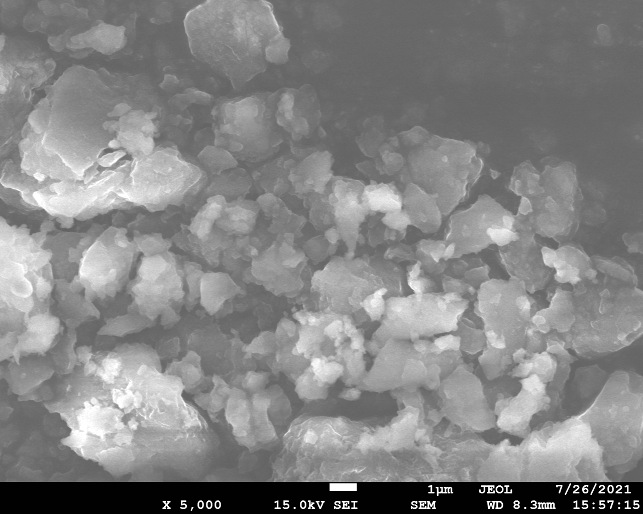 sem image of sample ball-milled in Ar at 750 r.p.m., x5000